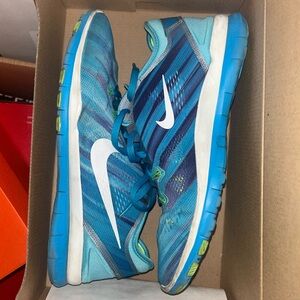 Blue and purples Nike sneakers